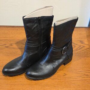 Naturalizer Cordey-Black Smooth Leather Boots, Size 6M